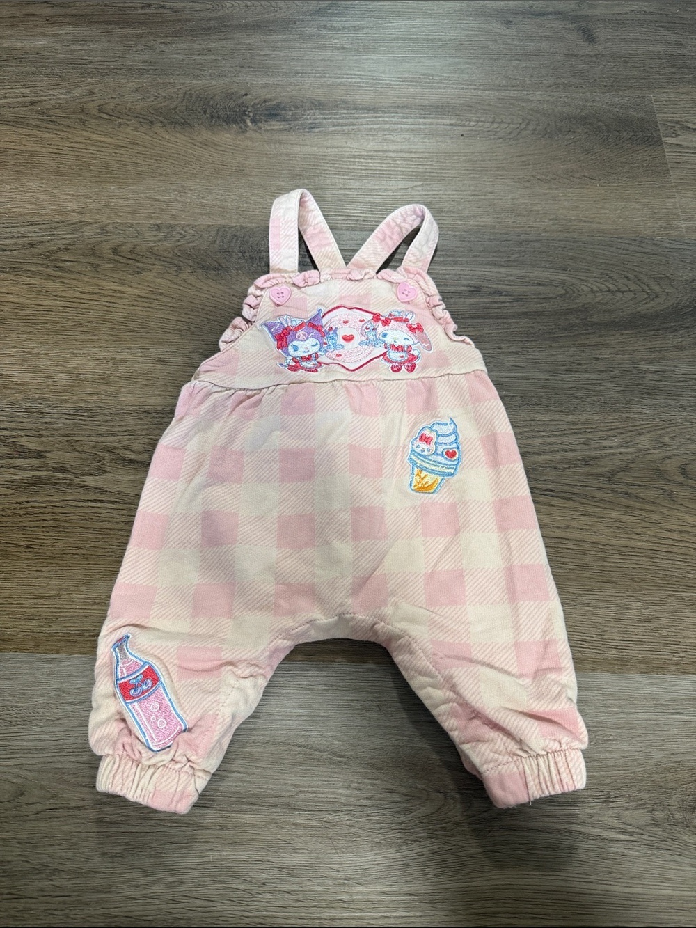 BoxLunch Sanrio My Melody Kuromi Baby Overalls Pink Gingham 3M Organic Cotton